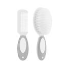 Conjunto Escova Pente Baby Cerdas Macias Cinza 12641 - Buba