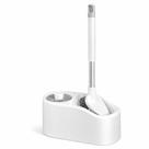 Conjunto Escova Vaso Sanitário Dupla Com Suporte Parede Branco