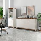 Conjunto Escritório 2 Peças - Buffet E Armário Verbena - Offwhite/naturale Offwhite/naturale