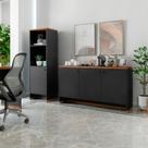 Conjunto Escritório 2 Peças - Buffet E Armário Verbena - Preto/naturale Preto/naturale