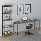 Conjunto Escritório 2 Peças Mesa Diretor Industrial 180cm e Estante 5 Prateleiras Nogal
