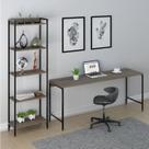 Conjunto Escritório 2 Peças Mesa Diretor Industrial 180cm e Estante 5 Prateleiras Nogal Marrom Conjunto Escritório 2 Peças Mesa Diretor Industrial 180cm e Estante 5 Prateleiras Nogal Marrom