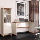Conjunto Escritório 2 Peças - Mesa E Armário Verbena - Offwhite/naturale Offwhite/naturale