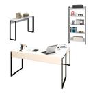 Conjunto Escritório 3 peças Mesa em L Estante e Aparador Studio Industrial Branco Mpozenato