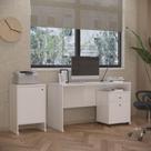 Conjunto Escritório 3 Peças - Mesa Gaveteiro E Balcão Verben - Branco Branco