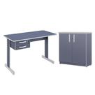 Conjunto Escritório Atlanta Mesa com Armário Azul