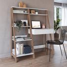 Conjunto Escritório Escrivaninha e Estante Multiuso 1 Gaveta 126cm Branco E Montana Conjunto Escritório Escrivaninha e Estante Multiuso 1 Gaveta 126cm Branco E Montana
