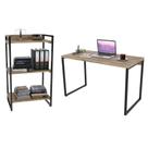 Conjunto Escritório Estilo Industrial Mesa 120cm e Estante 60cm 3 Prateleiras Prisma Carvalho - Mpoz