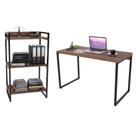 Conjunto Escritório Estilo Industrial Mesa 135cm e Estante 60cm 3 Prateleiras Prisma Nogal - Mpozena