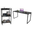 Conjunto Escritório Estilo Industrial Mesa 150cm e Estante 60cm 3 Prateleiras Prisma Preto Onix - Mpozenato Conjunto Escritório Estilo Industrial Mesa 150cm e Estante 60cm 3 Prateleiras Prisma Preto Onix - Mpozenato