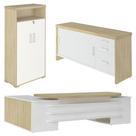 Conjunto Escritório Home Office 3 Peças Corp A06 Carvalho/Branco - Mpozenato
