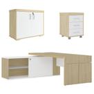 Conjunto Escritório Home Office 3 Peças Mesa Diretor Corp A06 Carvalho/Branco - Mpozenato