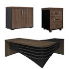 Conjunto Escritório Home Office 3 Peças Mesa em L Corp A06 Charuto/Preto - Mpozenato Conjunto Escritório Home Office 3 Peças Mesa em L Corp A06 Charuto/Preto - Mpozenato