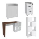 Conjunto Escritório Home Office 4 Peças Look A06 Branco/Ipê/Branco - Mpozenato