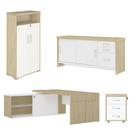 Conjunto Escritório Home Office 4 Peças Mesa Diretor Corp A06 Carvalho/Branco - Mpozenato