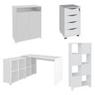 Conjunto Escritório Home Office 4 Peças Mity A06 Branco - Mpozenato