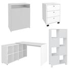 Conjunto Escritório Home Office 4 Peças Nil A06 Branco - Mpozenato Conjunto Escritório Home Office 4 Peças Nil A06 Branco - Mpozenato