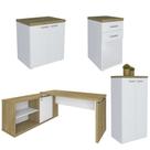 Conjunto Escritório Home Office 4 Peças Sharp A06 Olmo/Branco - Mpozenato Conjunto Escritório Home Office 4 Peças Sharp A06 Olmo/Branco - Mpozenato