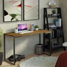 Conjunto Escritório Home Office com Mesa Industrial + Estante Escada Madesa