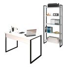 Conjunto Escritório Mesa 120 e Estante Studio Industrial Branco Mpozenato