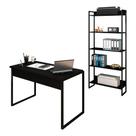 Conjunto Escritório Mesa 120 e Estante Studio Industrial Preto Mpozenato Conjunto Escritório Mesa 120 e Estante Studio Industrial Preto Mpozenato