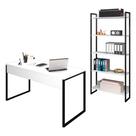 Conjunto Escritório Mesa 150 e Estante Studio Industrial Branco Mpozenato