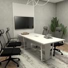 Conjunto Escritório Mesa 2m Caixa Tomada e Painel TV CZ F5