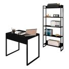 Conjunto Escritório Mesa 90 e Estante Studio Industrial Preto - Mpozenato Conjunto Escritório Mesa 90 e Estante Studio Industrial Preto - Mpozenato