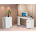 Conjunto Escrivaninha Balcão Office Multiuso Branco Freijó
