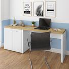 Conjunto Escrivaninha e Balcão com 2 Portas Artany Toq Olmo com Branco