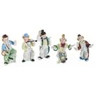 Conjunto Escultura Bibelôs Porcelana 05 Palhaços Luxo