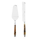 Conjunto Espátula e Faca para Bolo de Aço Inox com Cabo de Resina 2 Peças Wolff
