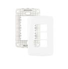 Conjunto espelho placa 4x2 3 postos horiz branco com suporte branco b3 margirius
