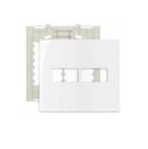 Conjunto espelho placa 4x4 2 postos horiz branco com suporte b3 margirius
