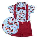 Conjunto Estampado suspensorio Infantil Original Alfa Vermelho