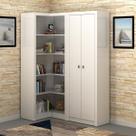 Conjunto Estante de Canto e Armário 2 Portas Branco MDP Escritório Consultório Home Office