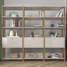 Conjunto Estantes para Livros Match 3 Portas Basculantes 9 Prateleiras Off White/Carvalho - Pnr Móveis Conjunto Estantes para Livros Match 3 Portas Basculantes 9 Prateleiras Off White/Carvalho - Pnr Móveis