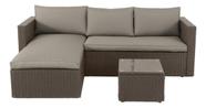 Conjunto Estar 3 Pecas Ratan Marrom 145x85x70 Cm
