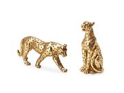 Conjunto Estátuas Decorativas Pantera Leopardo Enfeite Em Poliresina