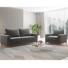 Conjunto Estofado Living + 1 Poltrona Napoles Grafite