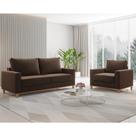 Conjunto Estofado Living + 1 Poltrona Napoles Marrom