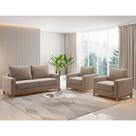 Conjunto Estofado Living + 2 Poltrona Napoles Perola
