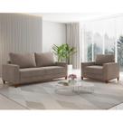 Conjunto Estofado Living 3 Lugares + 1 Poltrona Napoles Linho Kaki