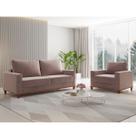 Conjunto Estofado Living 3 Lugares + 1 Poltrona Napoles Veludo Rosa