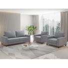 Conjunto Estofado Living 3 Lugares + 2 Poltrona Napoles Linho Inox