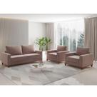 Conjunto Estofado Living 3 Lugares + 2 Poltrona Napoles Veludo Rosa
