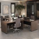 Conjunto Executivo 4 Mesas Tamburato 1600 1585cm Charuto e Preto Artany