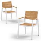 Conjunto externo de 2 cadeiras de jantar de pátio Oasbira HDPS em branco e teca