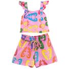 Conjunto Fábula Malha Jacaré Rosa Verão
