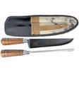 Conjunto Faca e Chaira 8” em Aço Inox Cabo Madeira